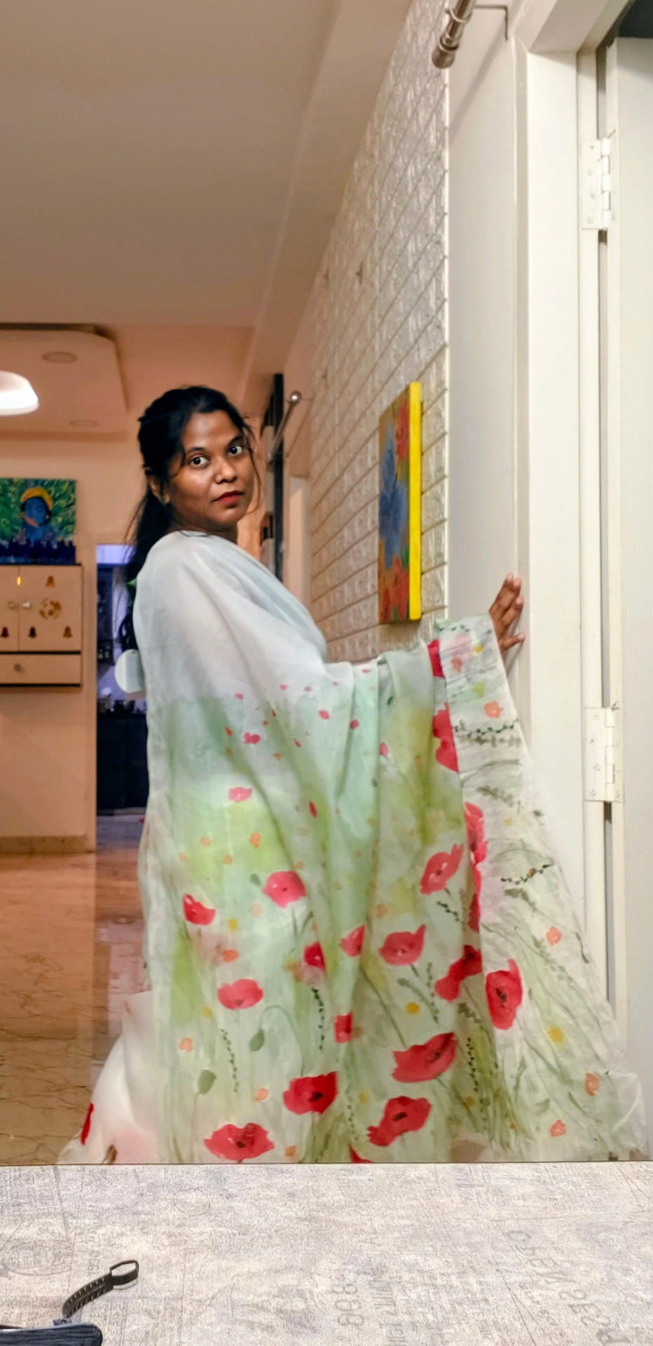 Hand-painted silk saree